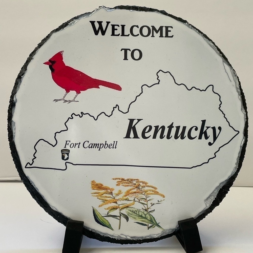 KENTUCKY slate enameled trivet.